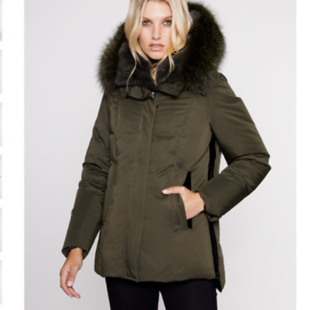 Luka Fitted Parka with Velvet and Fur Trim - Picture 3 of 8